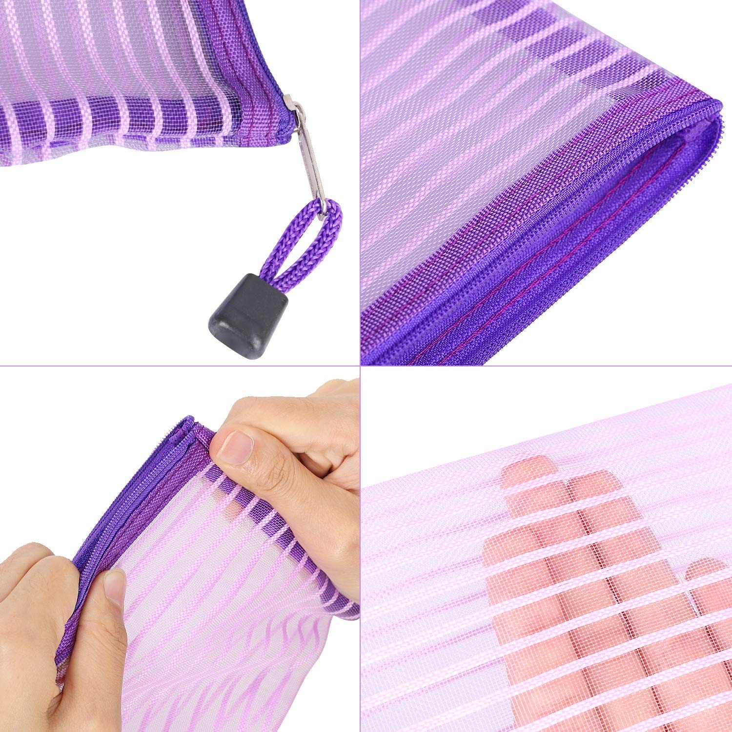 Sinzip 20 Pack Multicolored Zipper Mesh Pouch, 23 cm x 12 cm, Assorted A