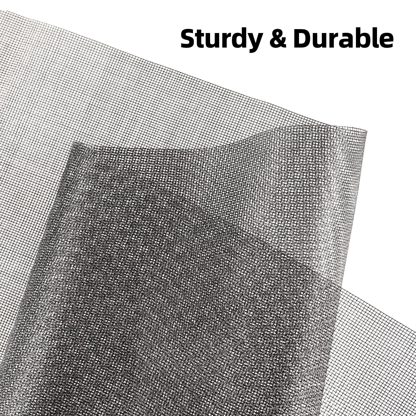 Fiberglass Window Screen Mesh Kit, 48″x130″ Durable 48″x130″, Black