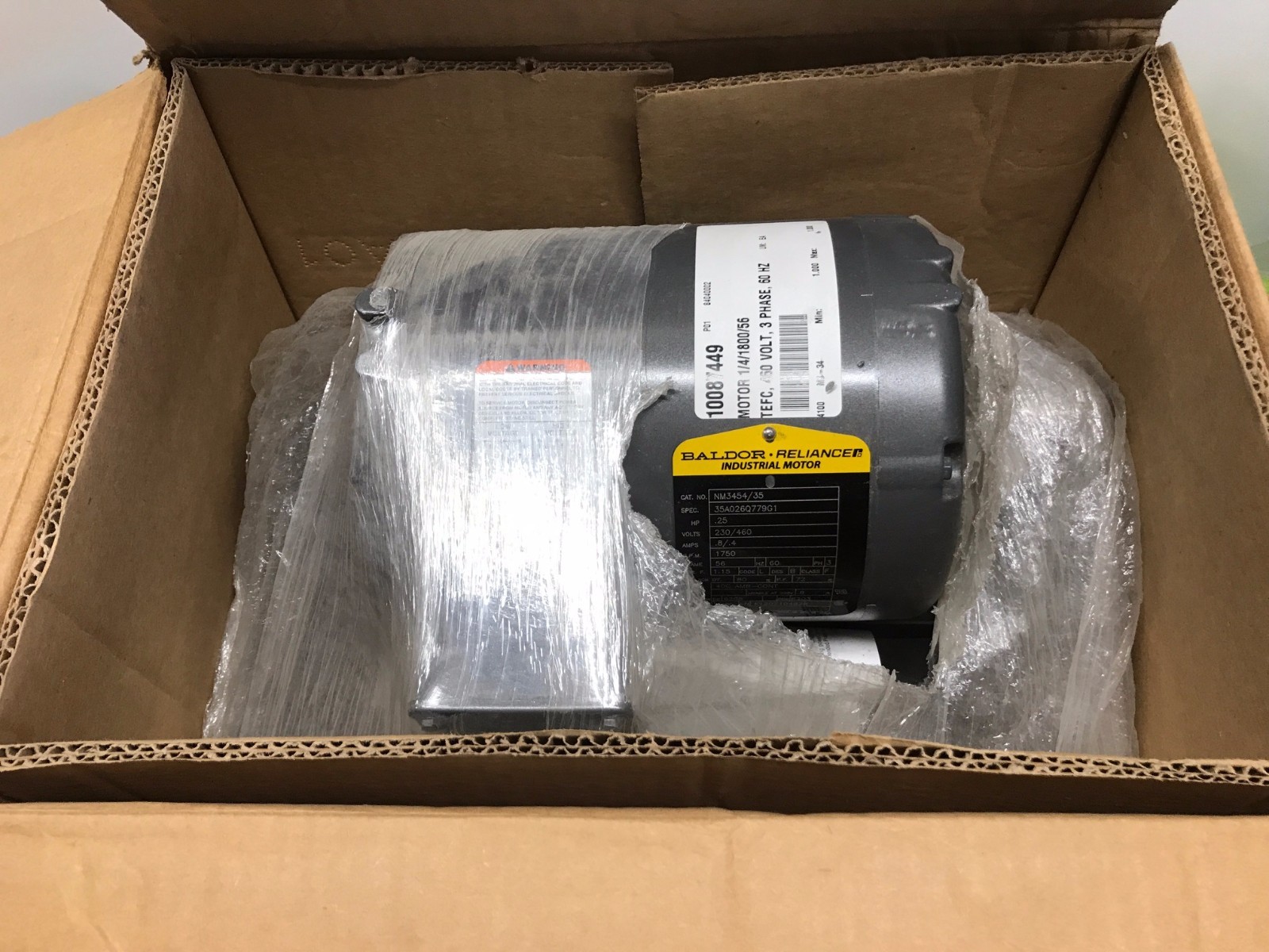 NEW IN BOX! BALDOR RELIANCE 1/4HP 230/460V 1750RPM AC MOTOR NM3454/35