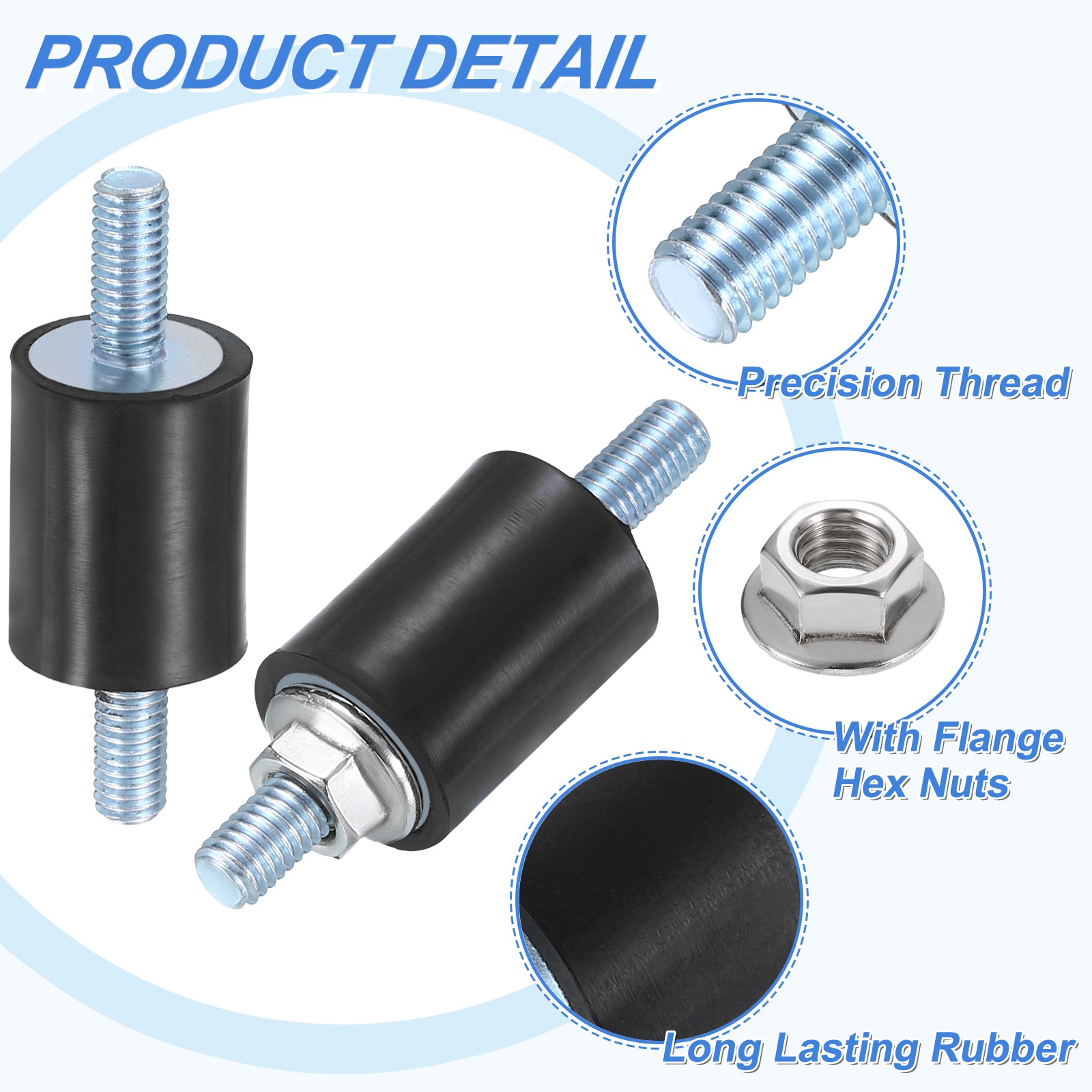 2Pcs M5 x 12mm Rubber Mounts, 20 x 15mm Rubber Vibration Isolator with Nuts