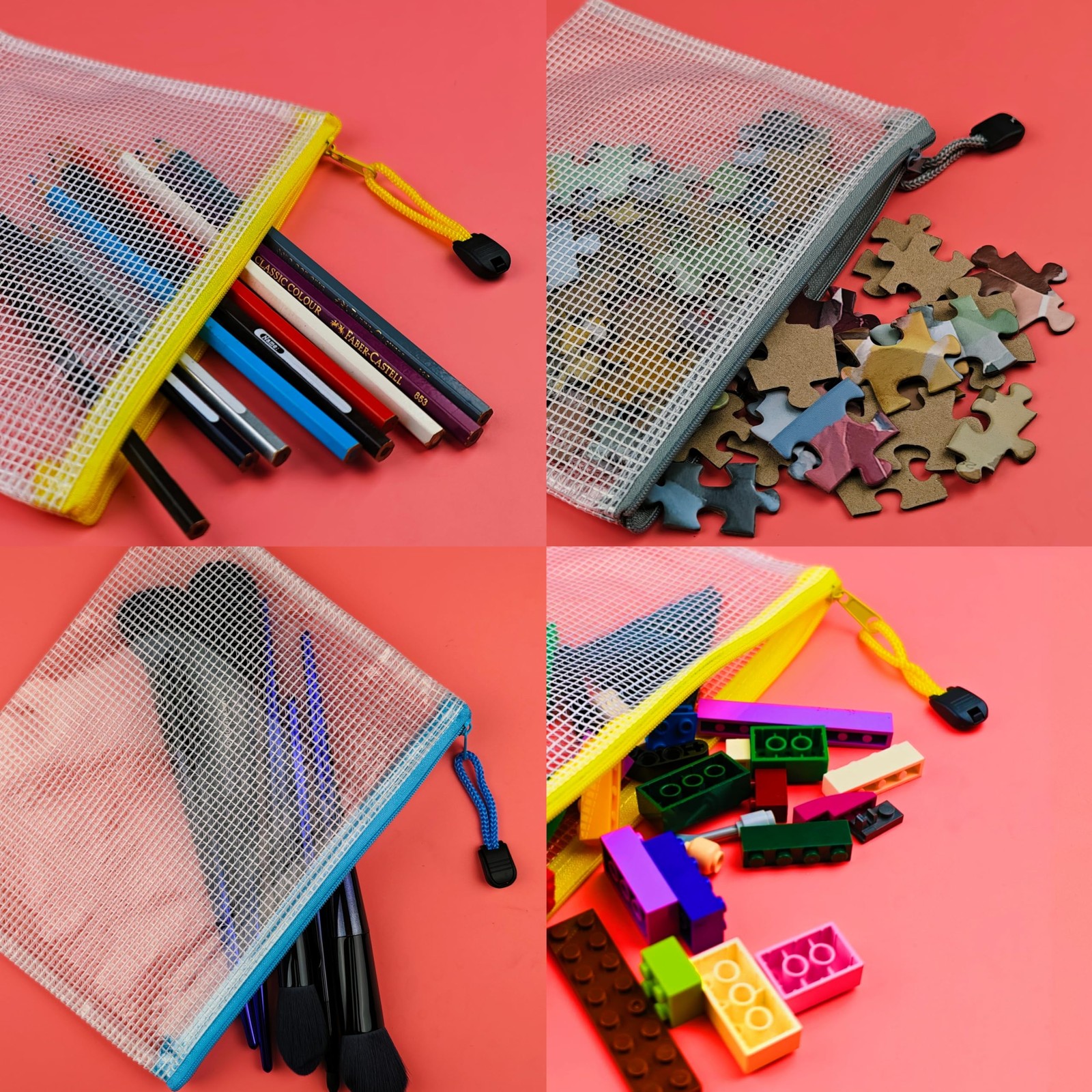 Niziting-11 x 14″ inch 20 Pcs,Plastic Mesh Zipper Pouch 11″x 14″, Black