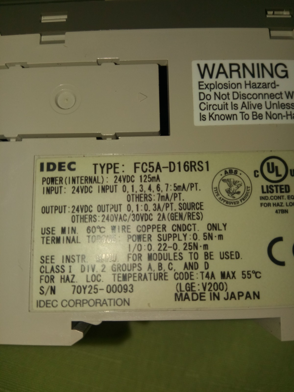 IDEC MICROSMART PENTRA FC5A-D16RS1 PLC 16I/O CPU Relay WITH IDEC FC4A-R161