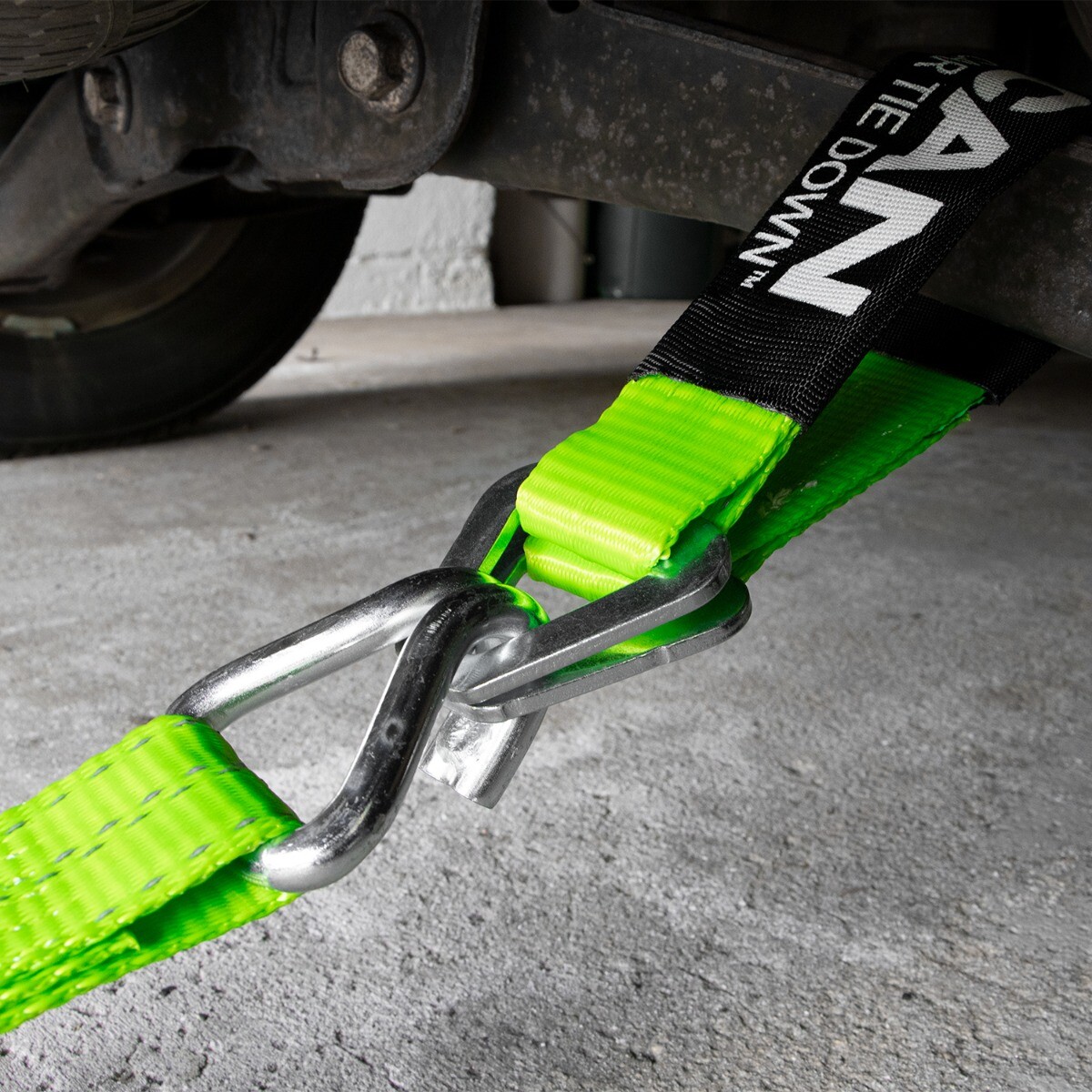 Car Tie Down Axle Strap – Wear Pad – 2″x36″, 4 Pack – High-Viz – 3300 lbs SWL