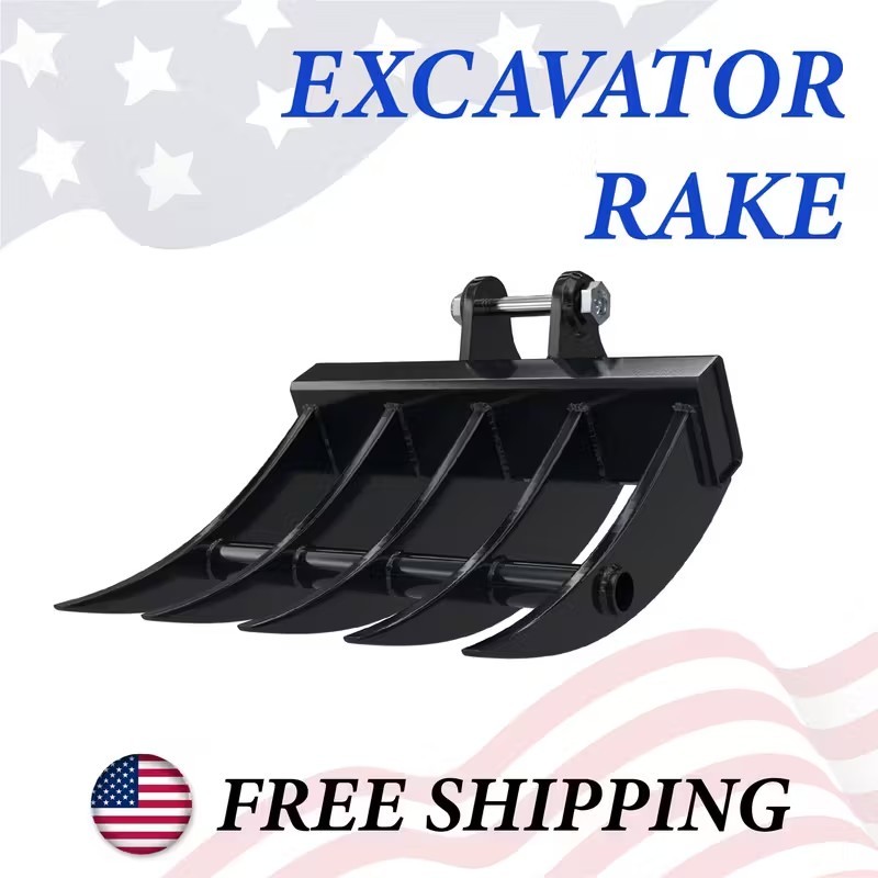 Rake Attachment for 1–1.5 Ton Mini Excavator | Heavy-Duty Root Brush Rake