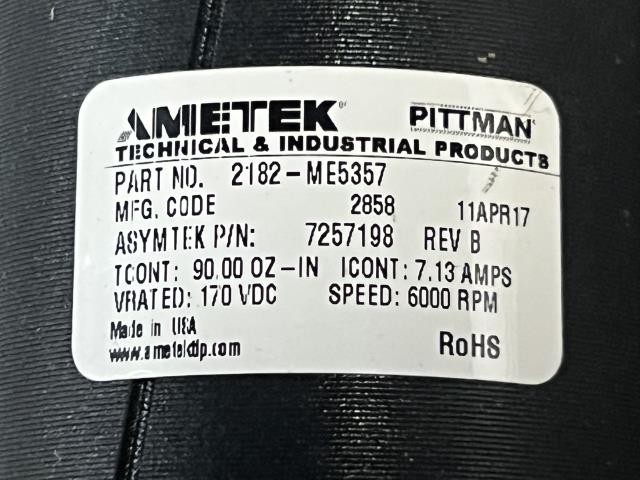 Ametek Servo Motor – 2182-ME5357 – 7257189 w/Warranty