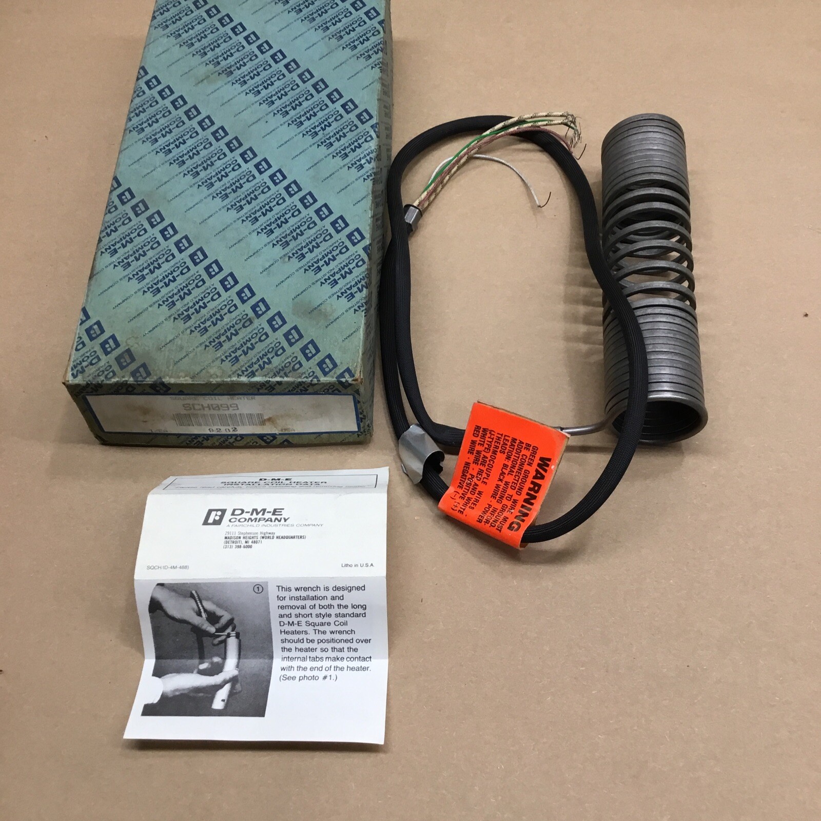 D-M-E SCH099 Square Coil Heater 240V 1100W Type J Thermocouple #1187l6iac
