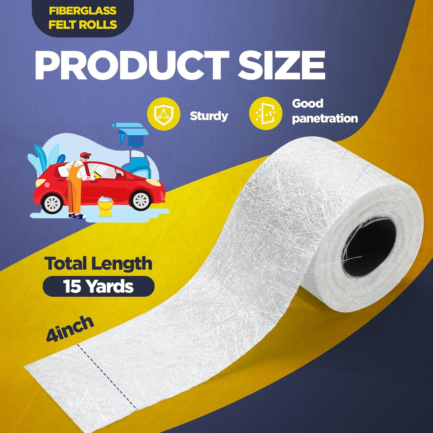 1.5 Oz Fiberglass Chopped Strand Mat 15 Yards 4 Inch Lightweight Fiberglass Mat