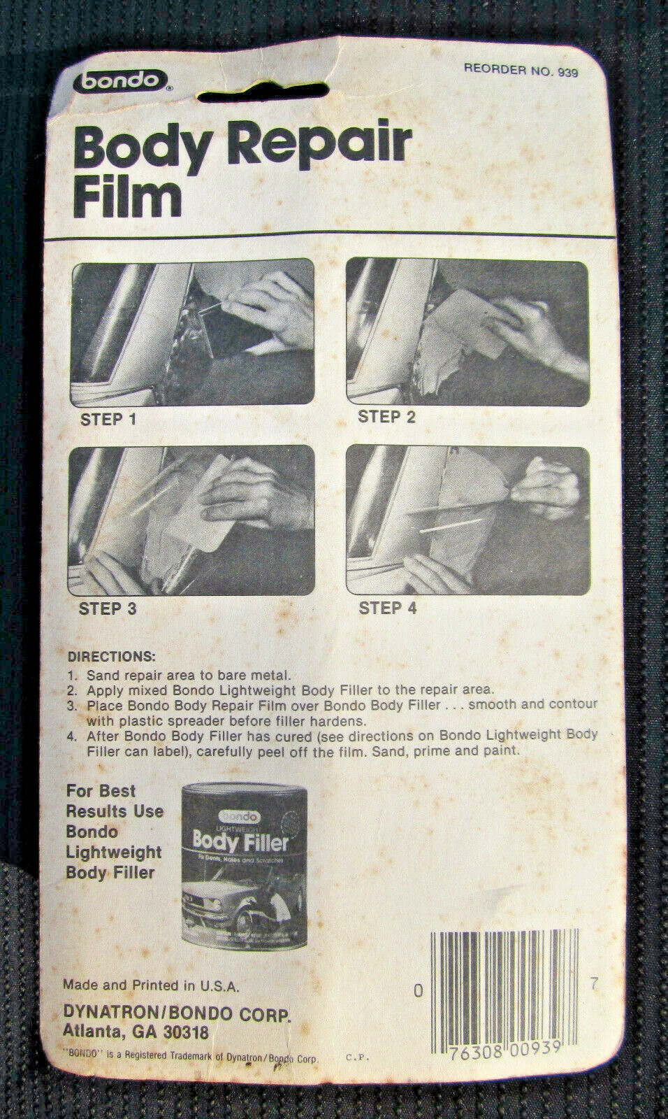 New bondo BODY REPAIR FILM 2 Sheets: 7″ x 21″ for smooth body repairs No. 939