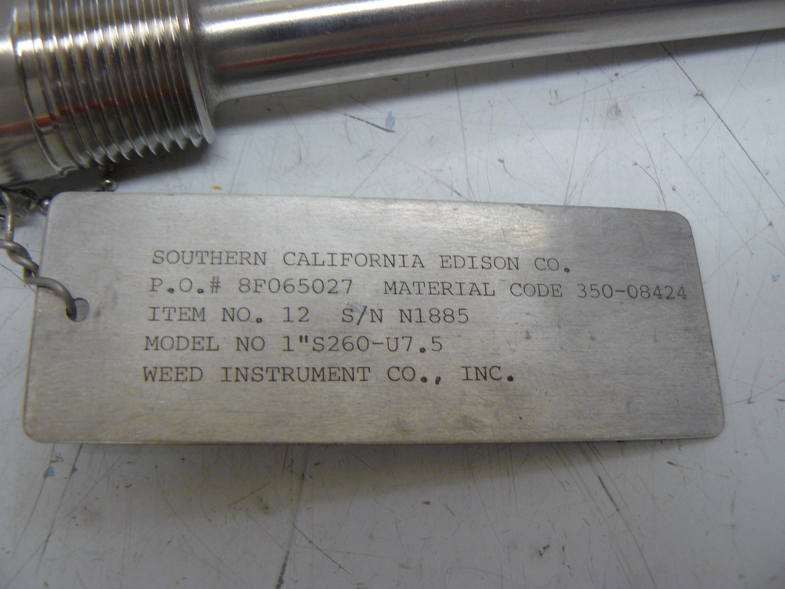 WEED INSTRUMENTS 1″HL260-U3.5-TI T/W THERMOWELL 6″ STEM 3 1/2 INCH INSERTION NEW