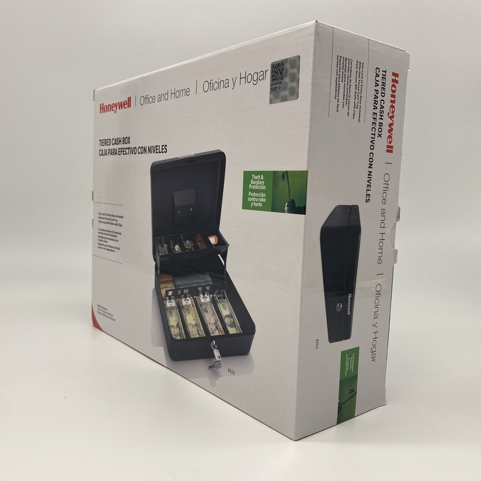Honeywell Tiered Lever Cash Lockbox w/Bill Slots & Coin Tray (6213) BIN NEW
