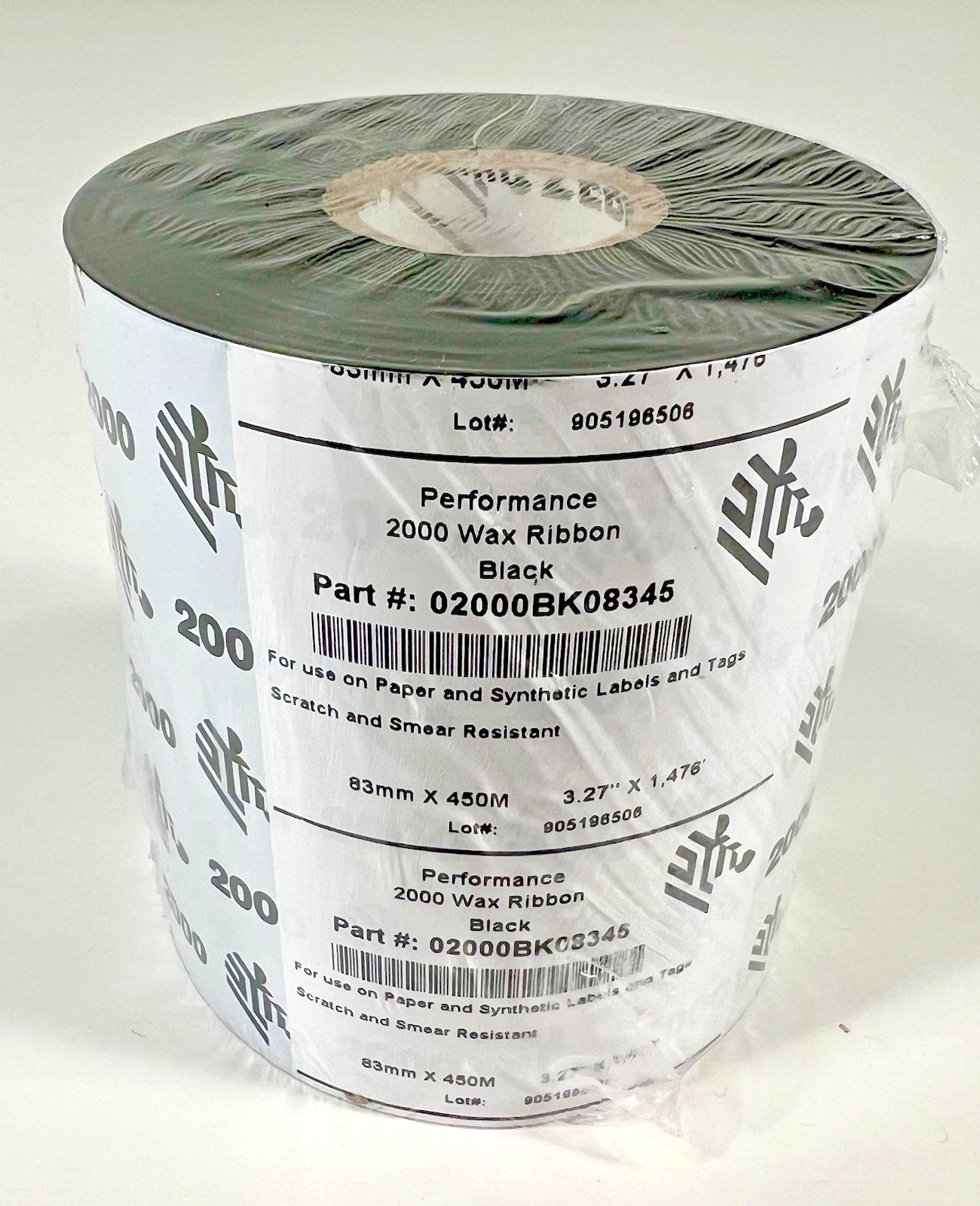 ZEBRA Performance 2000 Wax Ribbon/83mm x 450m , 3.27″x1.476”
