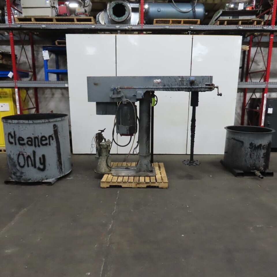 Schold Style Vertical Post Mounted Mixer Disperser W/ Hydraulic Lift & 2 Tubs