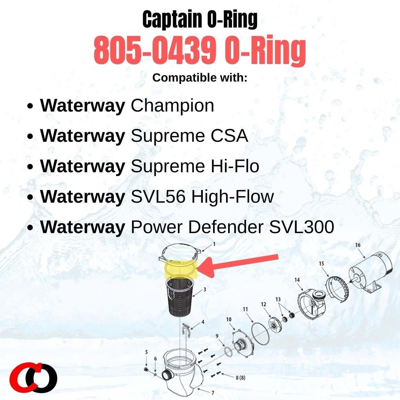 805-0439 O-Rings for Waterway SVL56 SVL300 Champion CSA Supreme Pool Pumps (2pk)
