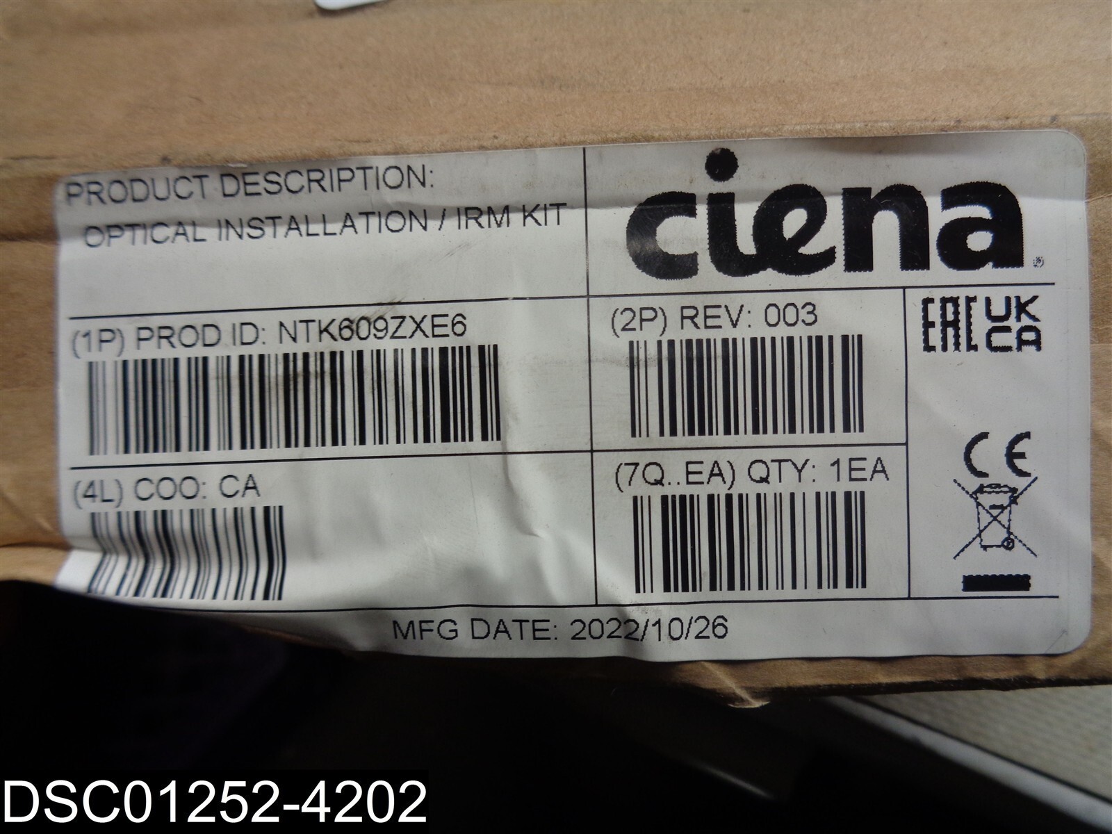 NTK609ZXE6 Ciena Optical Installation IRM Kit