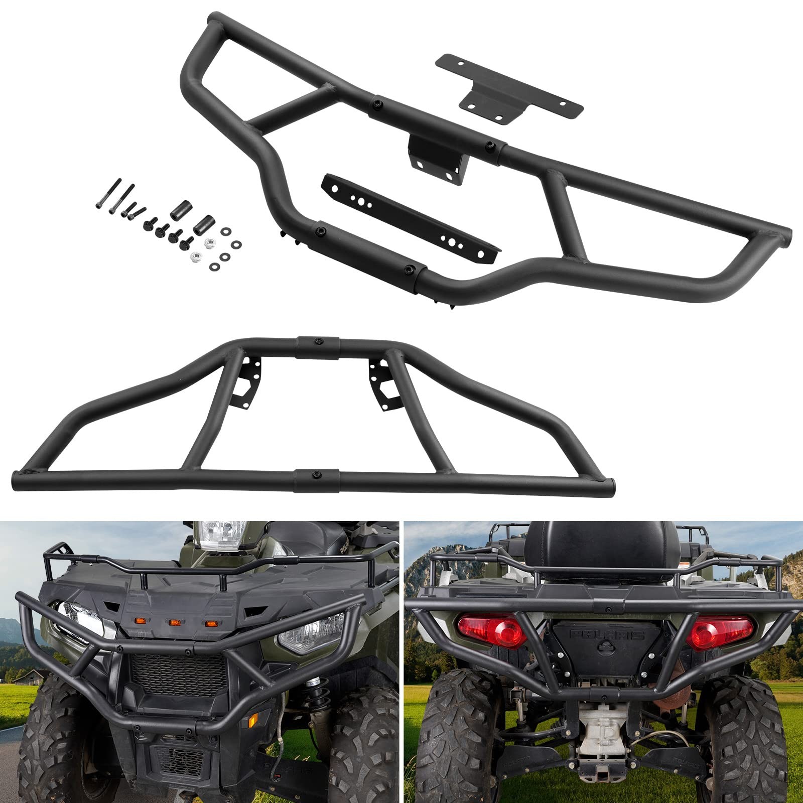Full Set Brush Guard Front Rear Bumper For 20142024 Polaris Sportsman 570 450