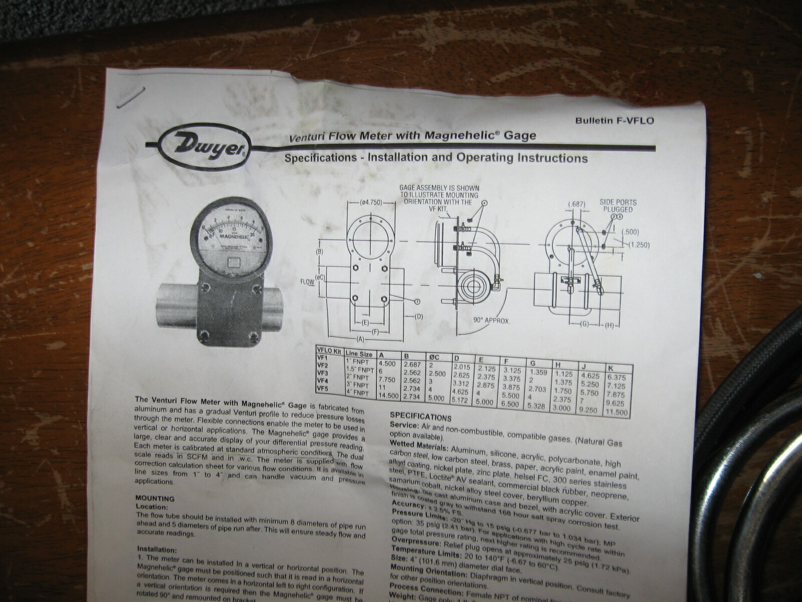 NEW Dwyer Venturi Flow Meter w/ Magnehelic Gage Pressure Reducer # W30AA EB