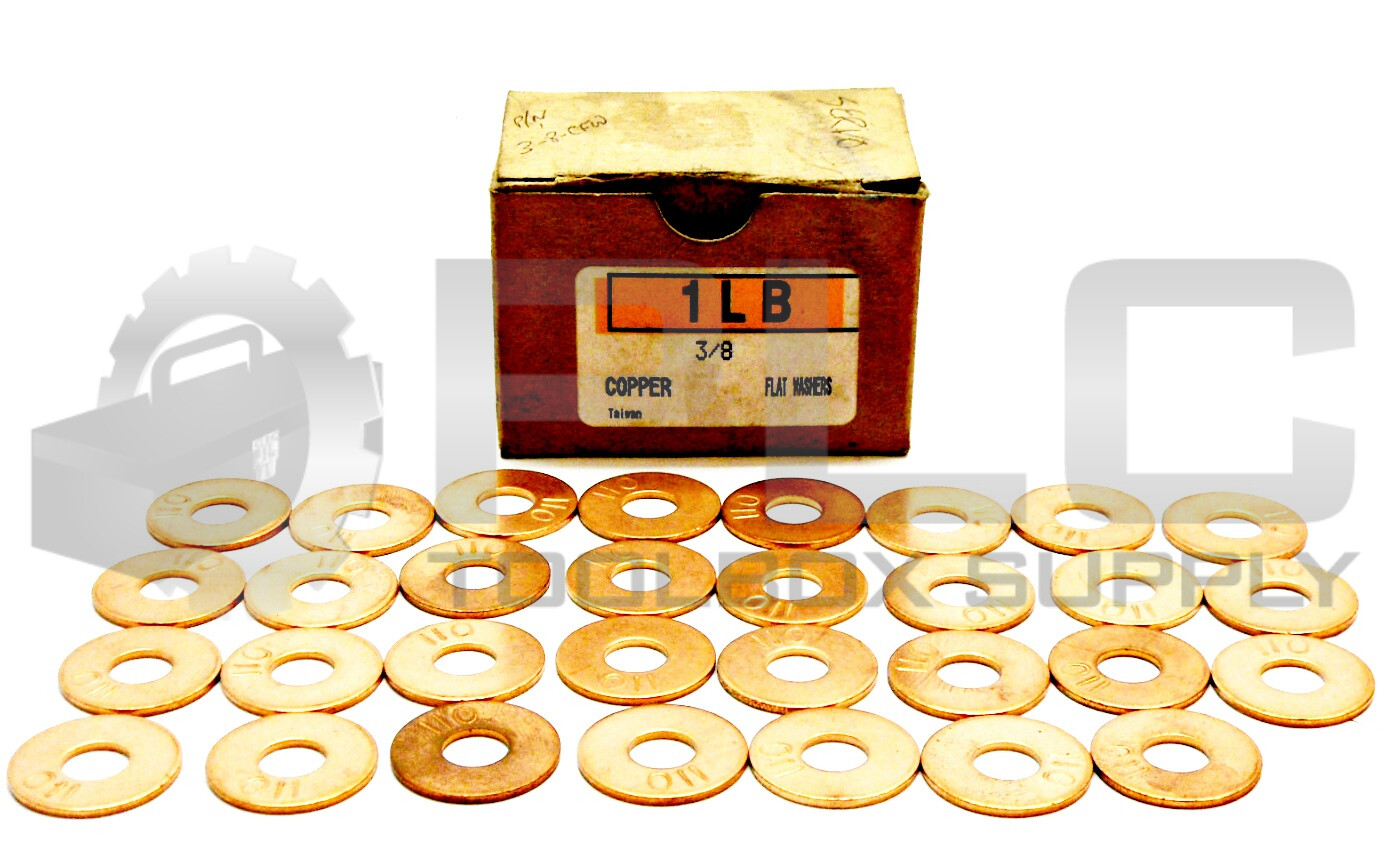 LOT OF 26 NEW 3/8 COPPER FLAT WASHERS