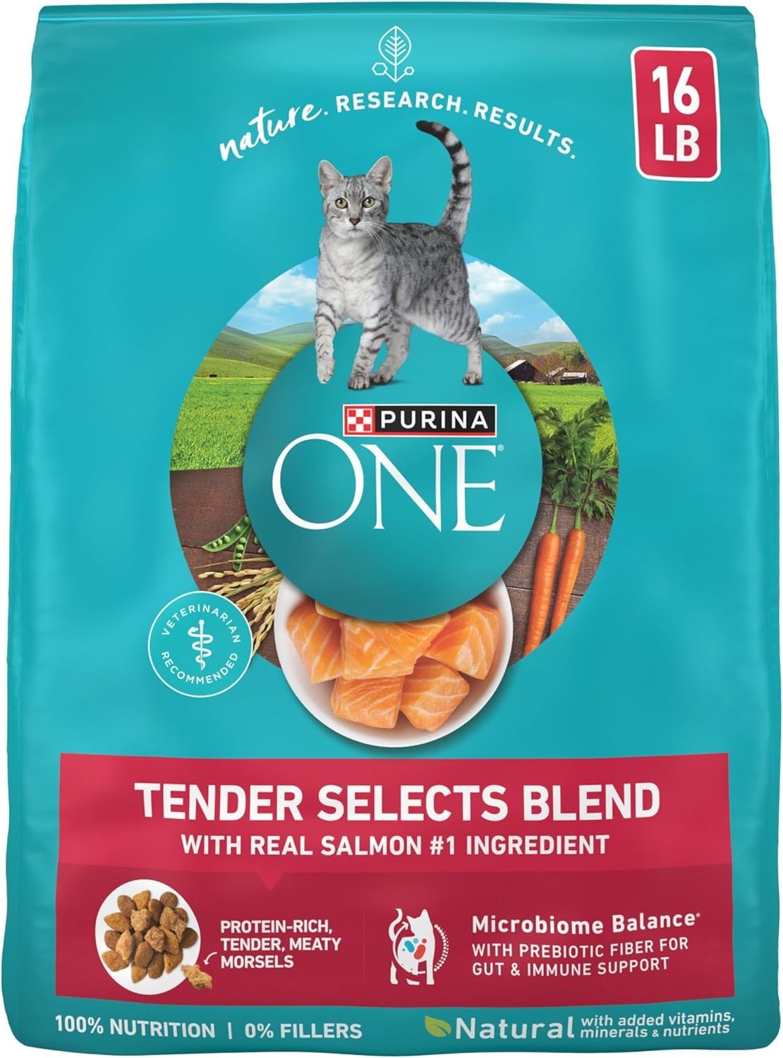 (2 pack)Purina ONE Tender Selects Blend with Real Salmon Dry Cat Food, 16-lb bag