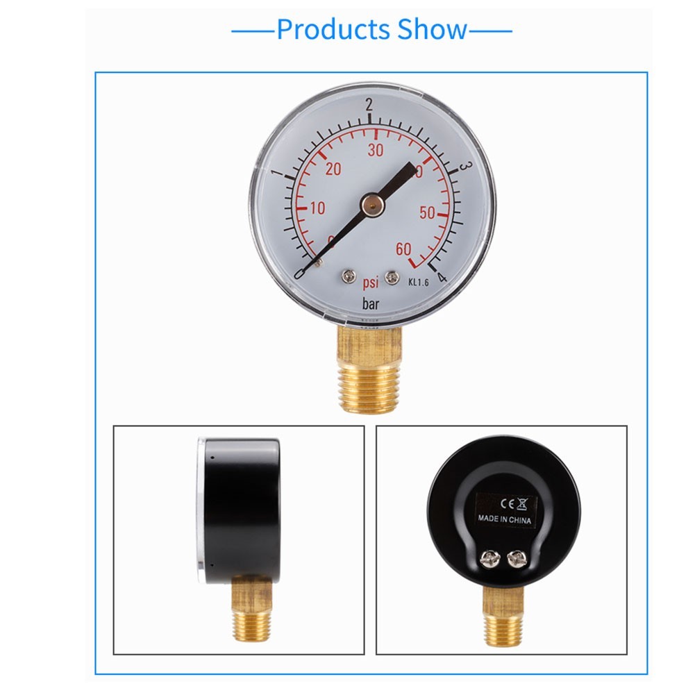 Stainless Steel 14in Pressure Gauge for Industrial HVAC Plumbing 0 4 Bar