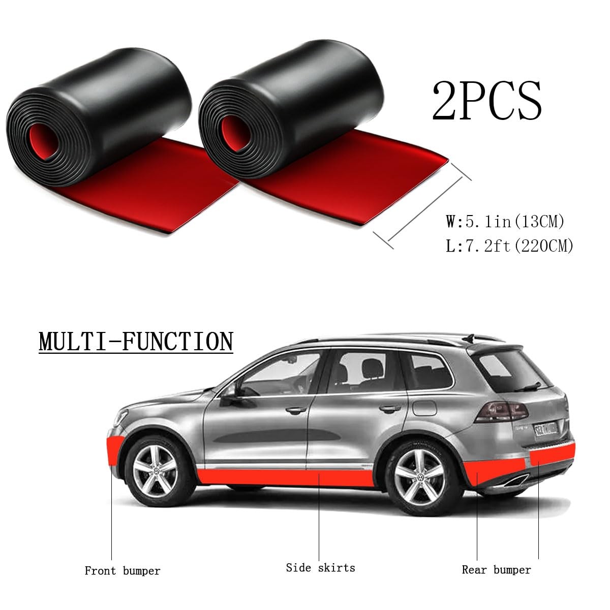 2pcs 7.2ft*5.1in Side Skirts for Cars Universal,Universal Rubber Anti-Scratch…