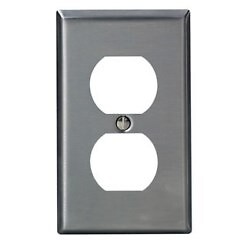 Leviton 1-Gang Duplex Receptacle Wallplate, Std Size, 302 Stainless Steel
