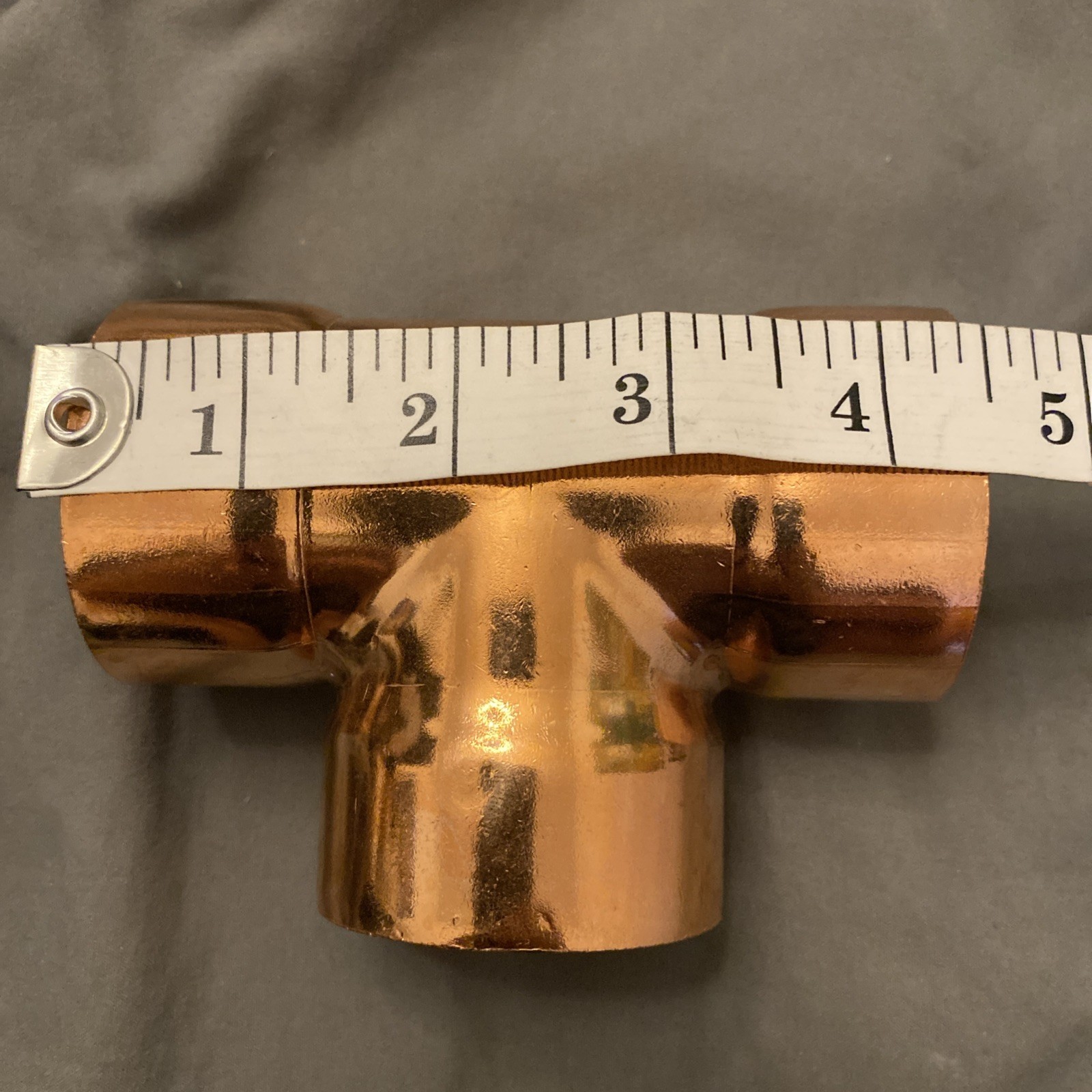 Unbranded 4.5” x 2” Sweat Copper Reducing Tee NOS Plumbing