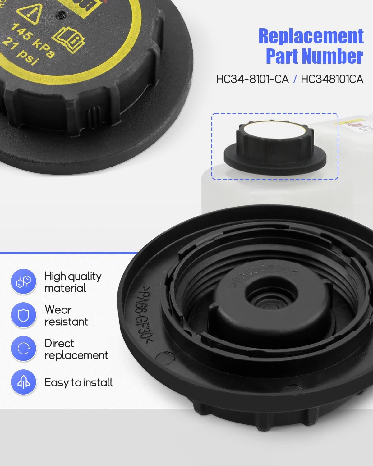 HC34-8101-CA Coolant Reservoir Cap Fit for Ford F250 F350 F450 F550 2015-2019…