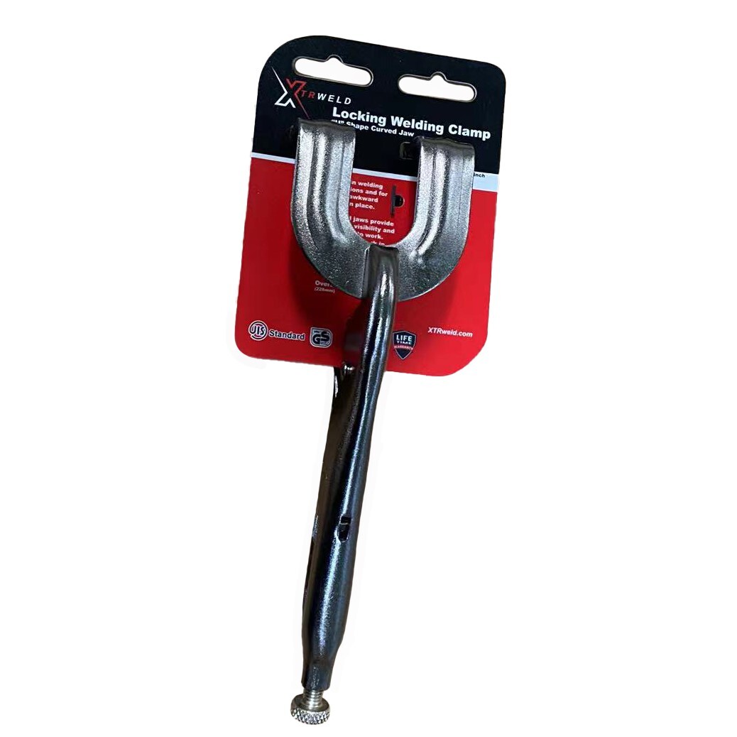 XTRweld TPLU09 9-Inch U-Shaped Locking Pliers Steel Black Nickel Chrome Compatib
