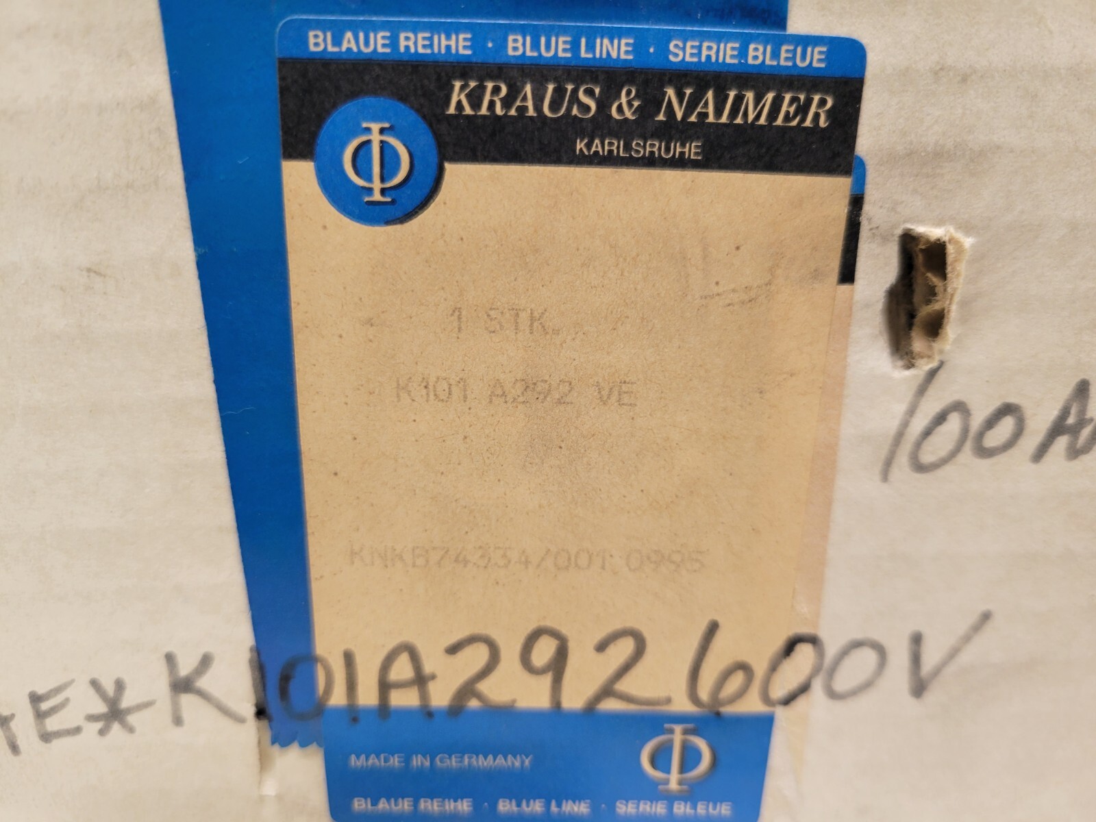 NEW OLD STOCK! KRAUS & NAIMER 40/75/100HP ROTARY SWITCH K101A292