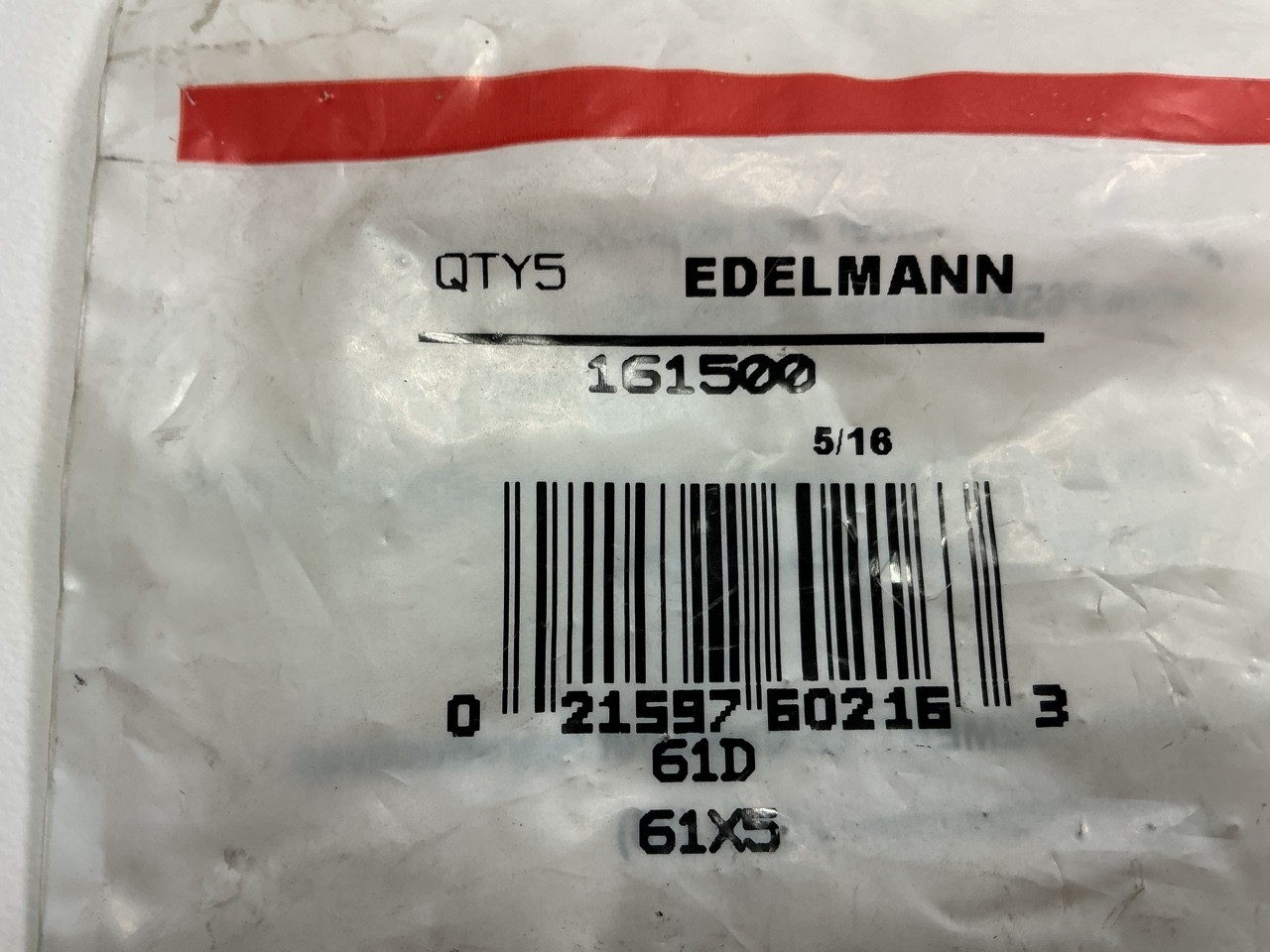 (5) Edelmann 161500 Tube Compression Nut Fittings 5/16″ Tube Size