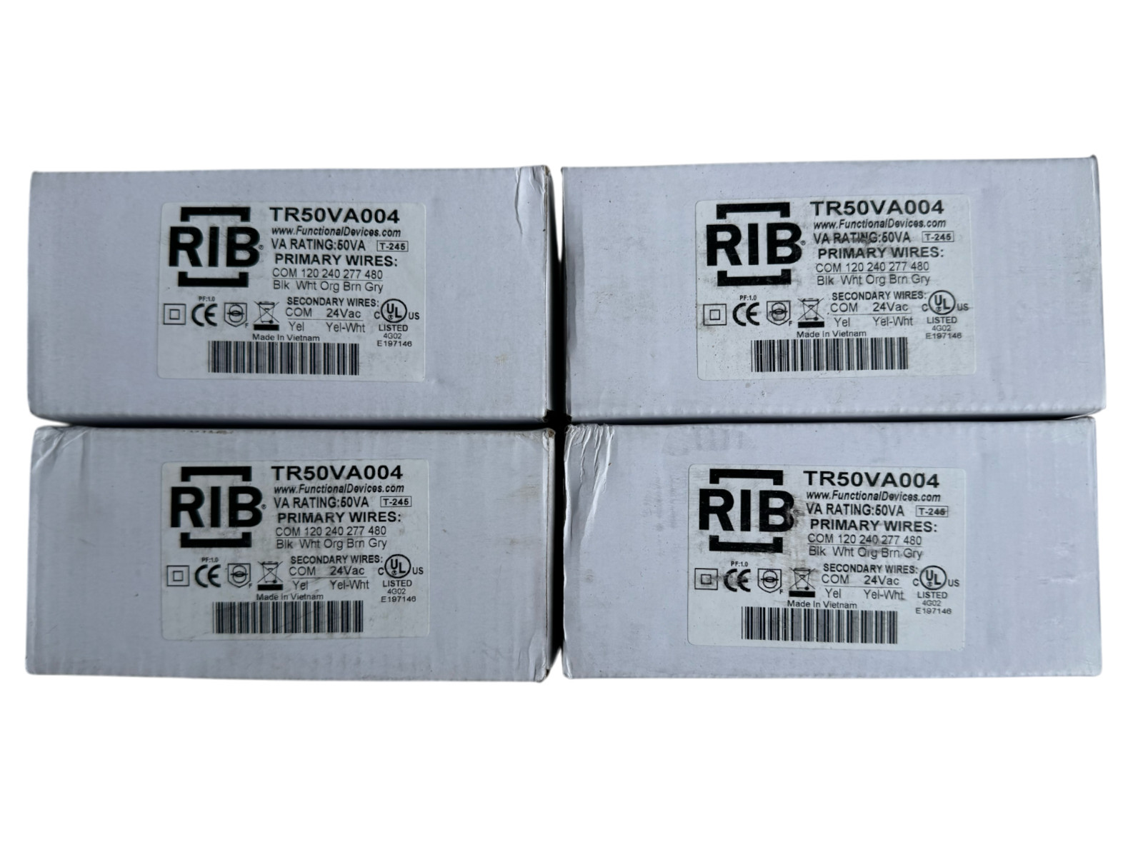 LOT OF 4 RIB TR50VA004 Multi-Tap Transformer 50VA 120/240/277/480V to 24VAC