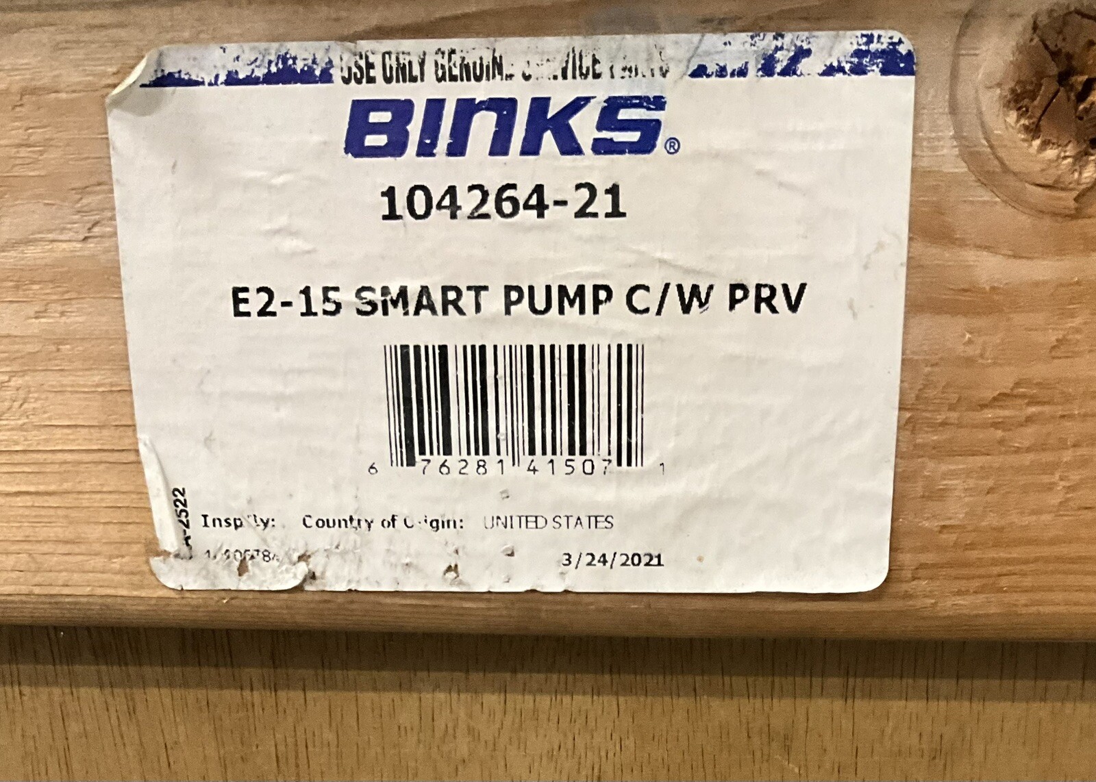 Binks 104264-21 E2-15 Smart Pump w/ C/W PRV (New)