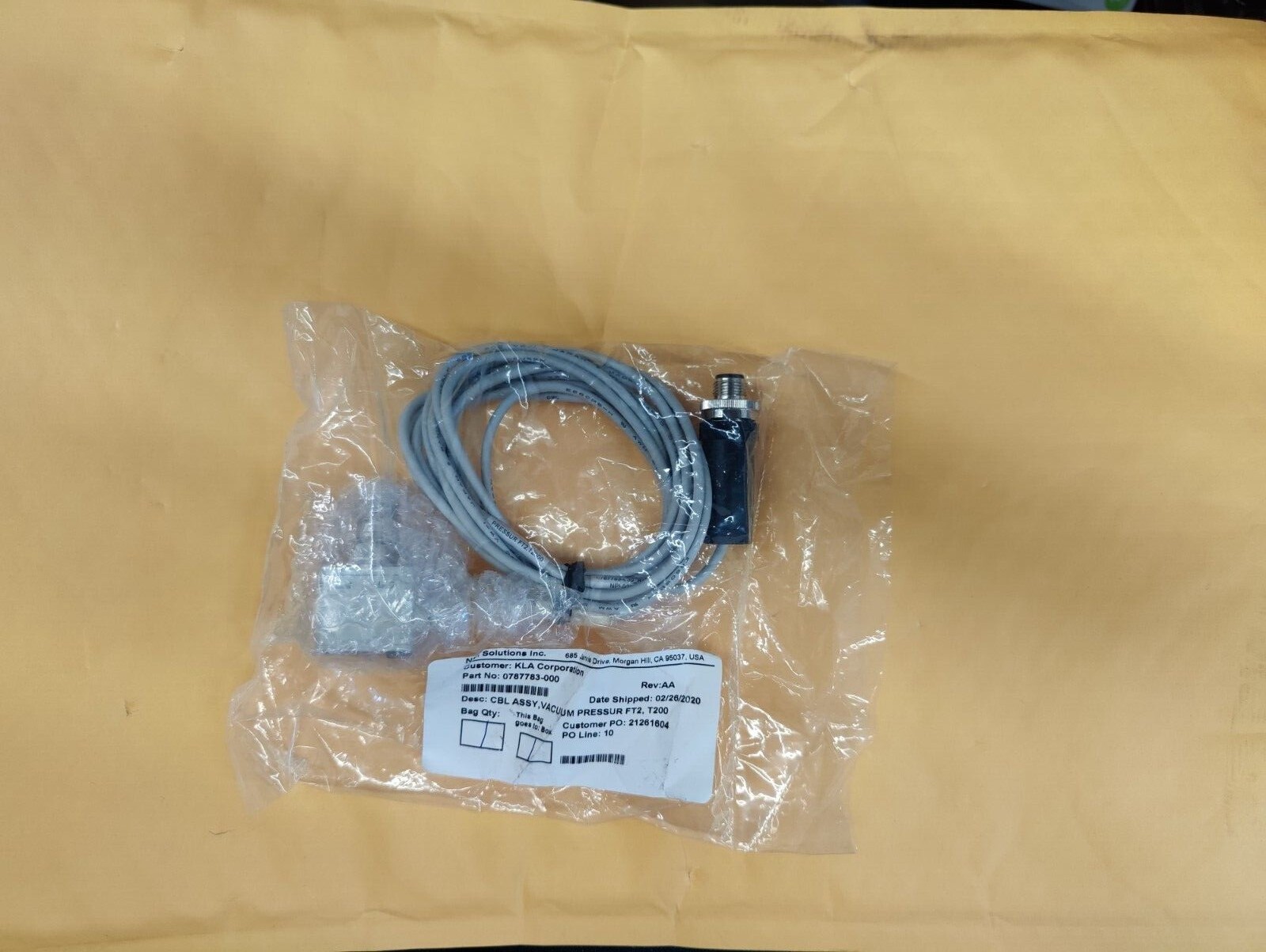 NPI SOLUTIONS 0787783-000 CBL ASSY , VACUUM PERESSUR FT2 , T200 REV:AA