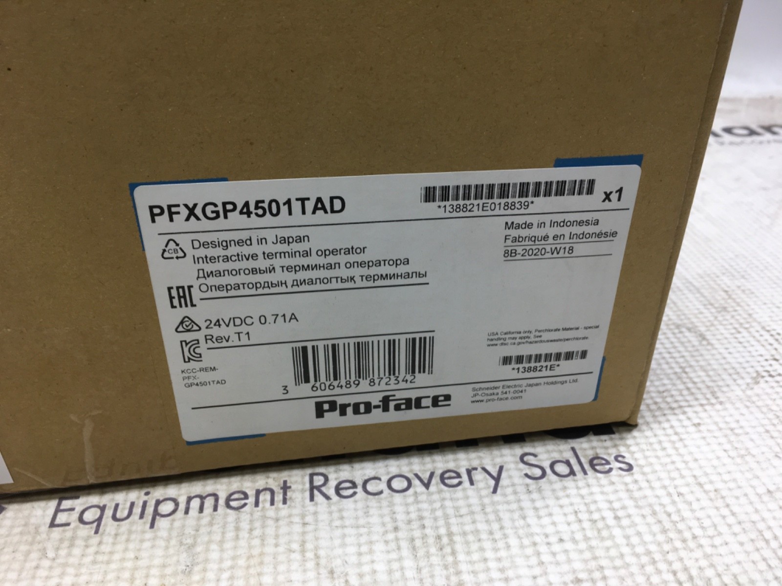 Schneider Electric Pro-Face screen, PFXGP4501TAD, NOS, LG-4581