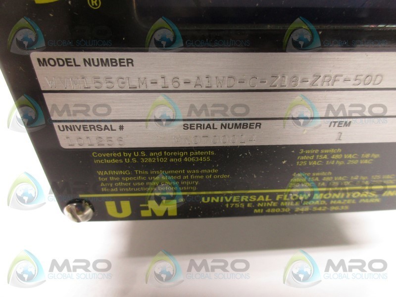 UFM WVM155GLM-16-A1W0-4C-Z18-ZRF-50D NSMP