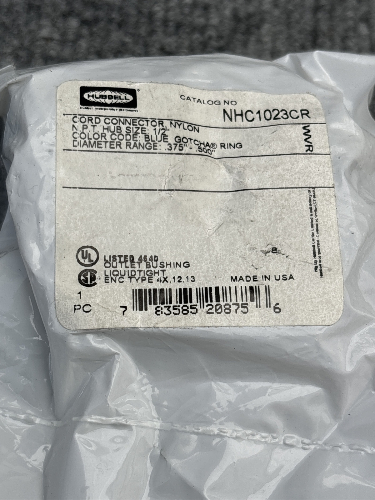 Hubbell NHC1023CR 1/2″ Elbow Cable Gland Connecotr New