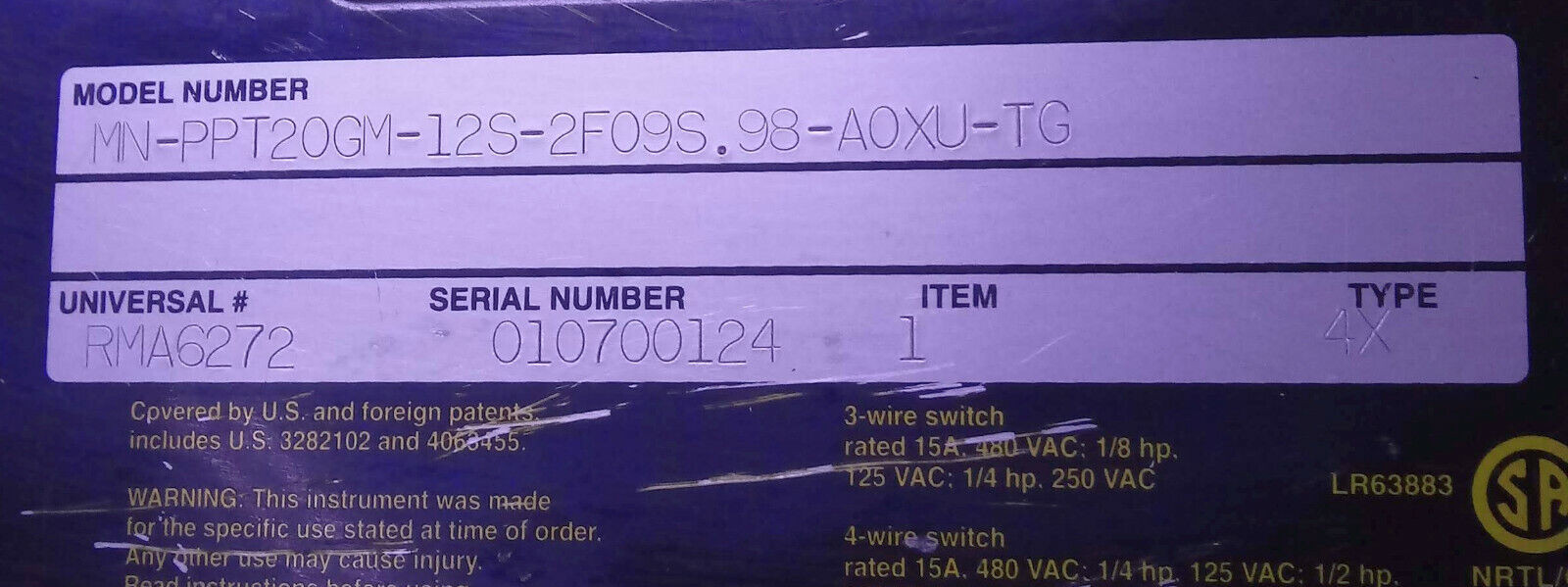 1 NEW UFM MN-PPT20GM-12S-2FO9S.98-A0XU-TG FLOW MONITOR NNB *MAKE OFFER*