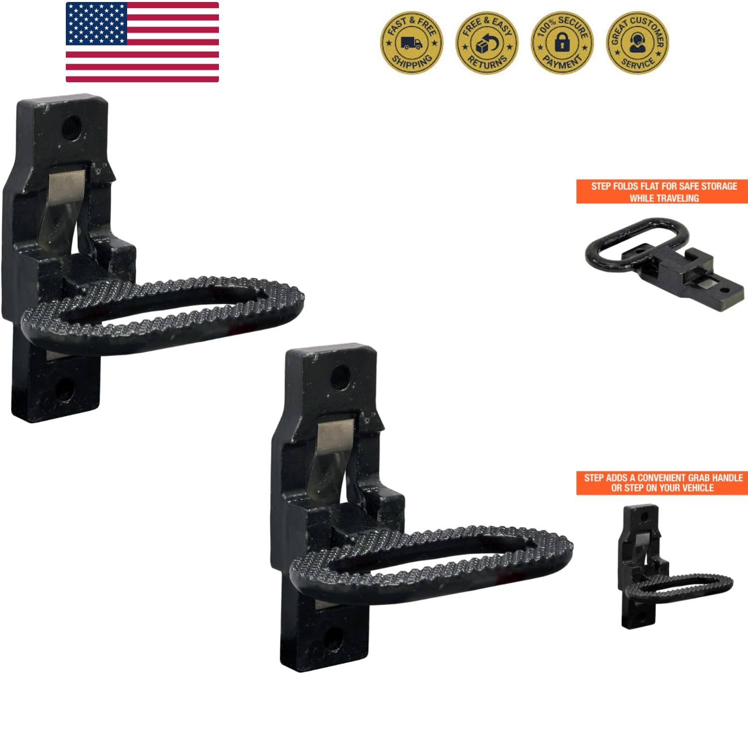 B2797BPC2 Black E Coat Folding Safety Step and Handle with Safety Storage, 2 …