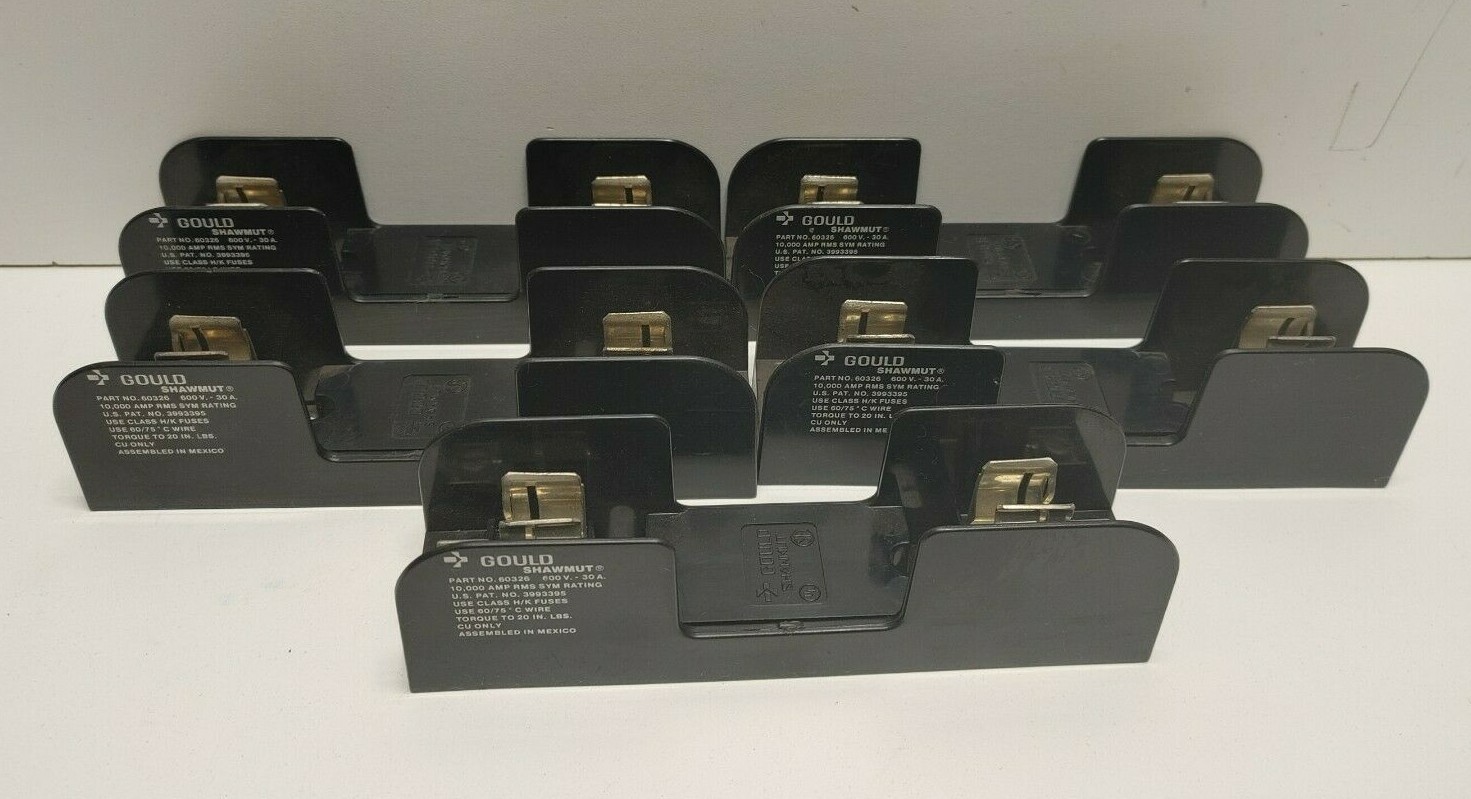 LOT OF 5 NEW OLD STOCK! GOULD SHAWMUT 600V 30A SINGLE POLE FUSE HOLDERS 60326