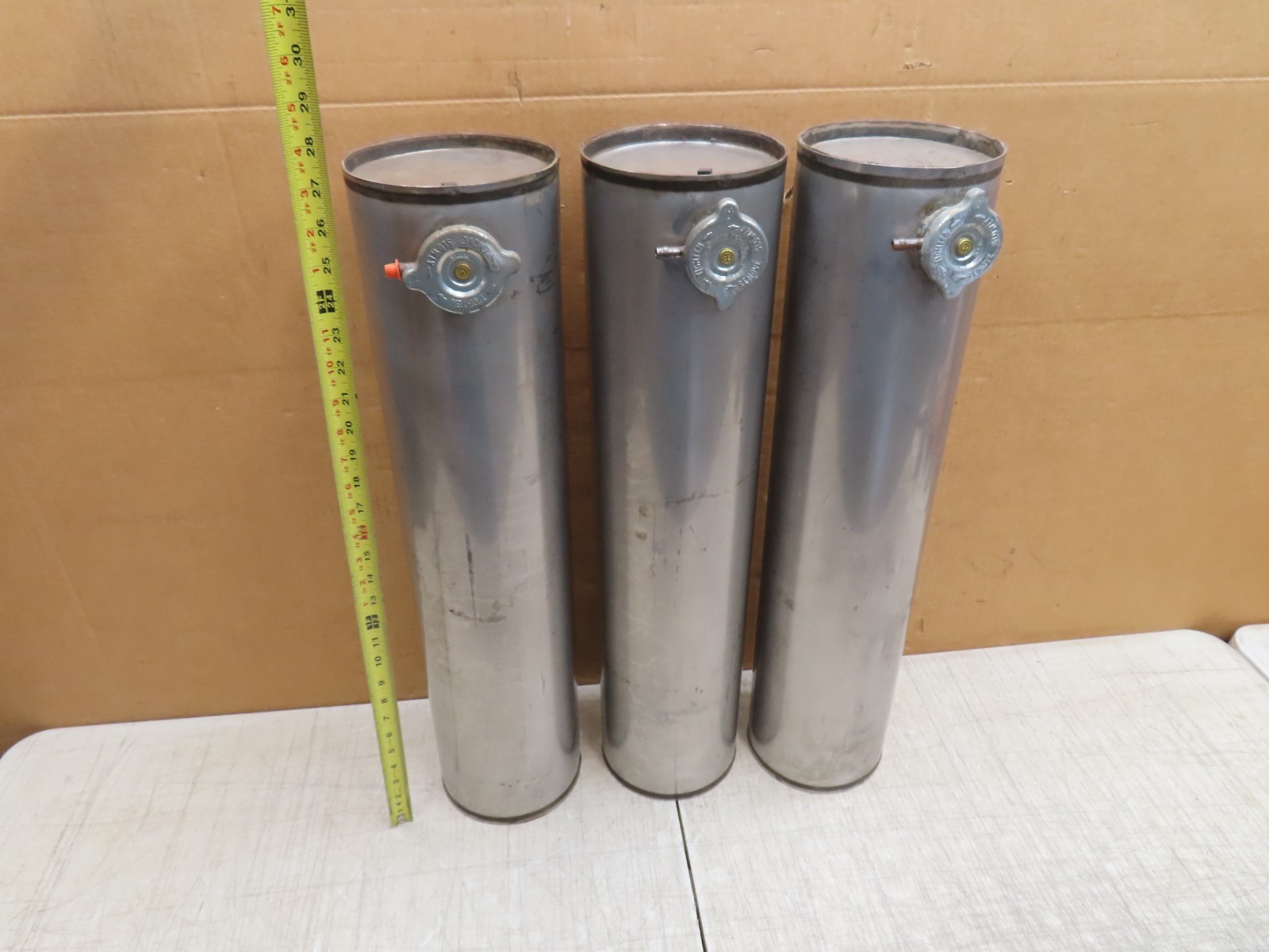 (3) STAINLESS STEEL COOLANT SYSTEM TANK RESERVOIR INDUSTRIAL MACHINE RACE CAR
