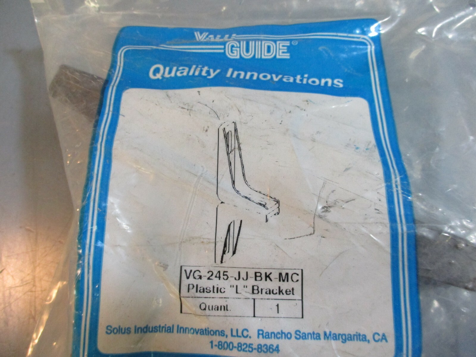 Valu Guide VG-245-JJ-BK-MC Plastic “L” Bracket FACTORY SEALED