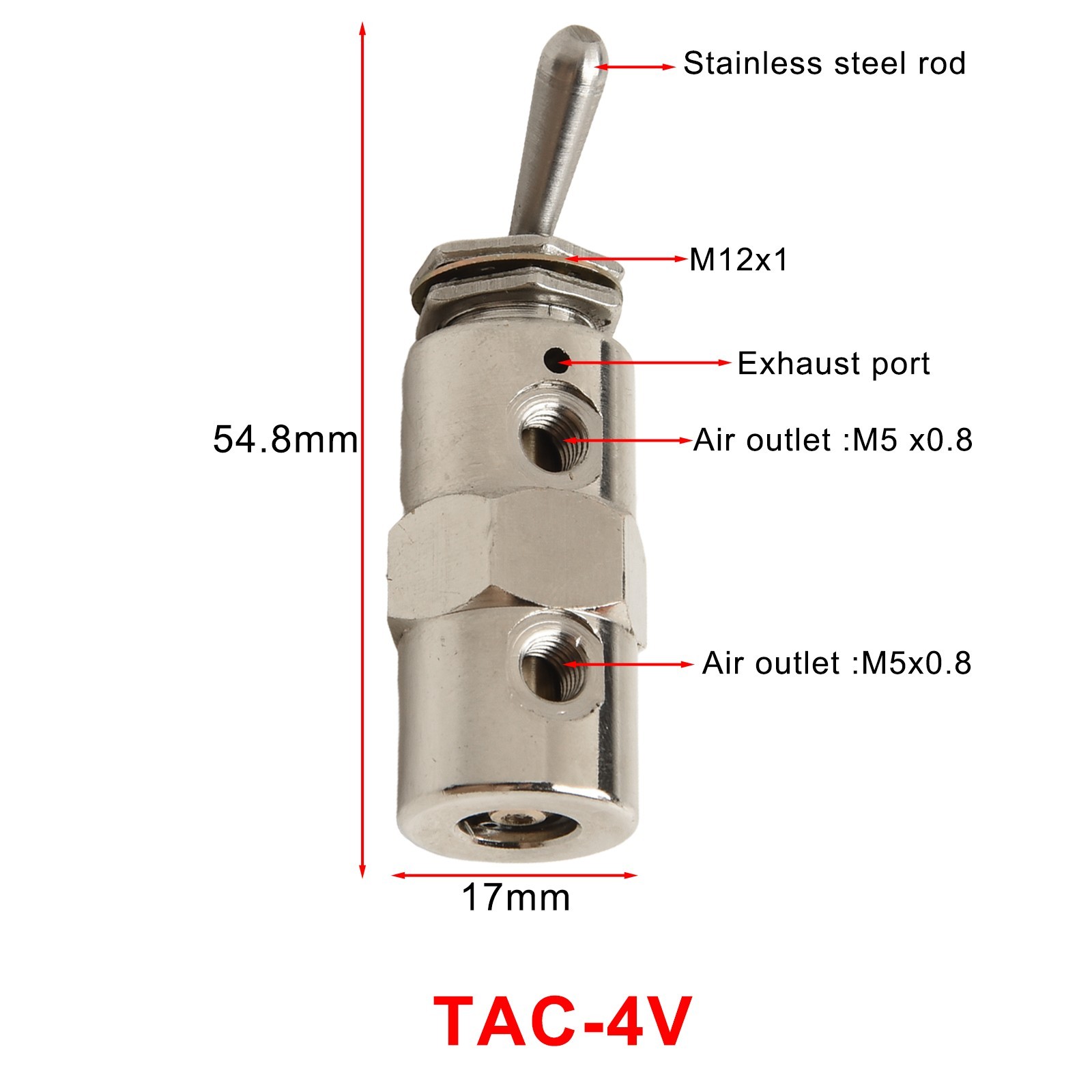 Mechanical Pneumatic Switch Valve TAC4V for 2 Position 5 Way for Air Control