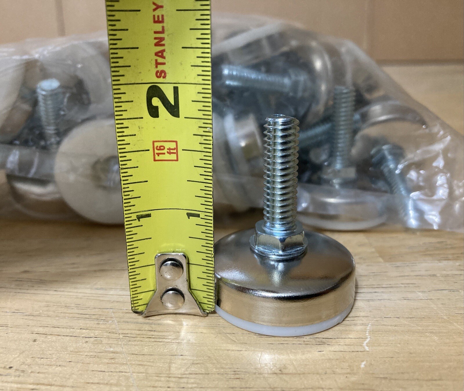 Adjustable Leveling Foot Threaded Feet 1.75” x 1/4” Thread (1” Thread) 50 Pack