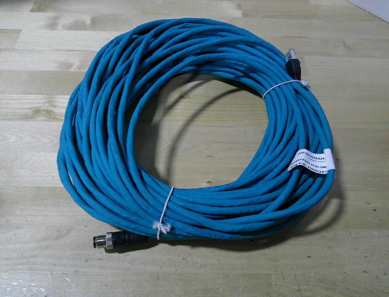 NIB Hirschmann 900002077 M12-RJ45 TPE Teal Industrial Patch Cord M224TPE 30M