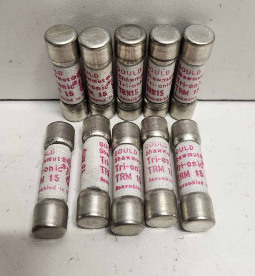LOT OF 10 NEW NO BOX! GOULD SHAWMUT 15A 250V TRI-ONIC FUSES TRM15