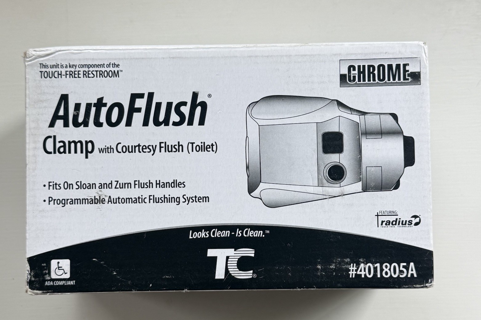 Toilet TC AutoFlush W/Courtesy Flush Chrome #401805A.Read Description