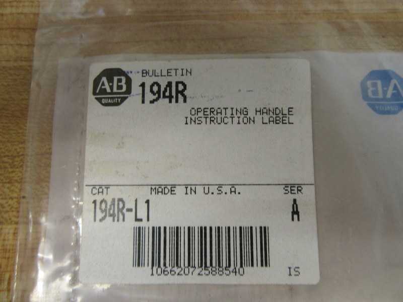 Allen Bradley 194R-L1 Instruction Label (Pack of 3)