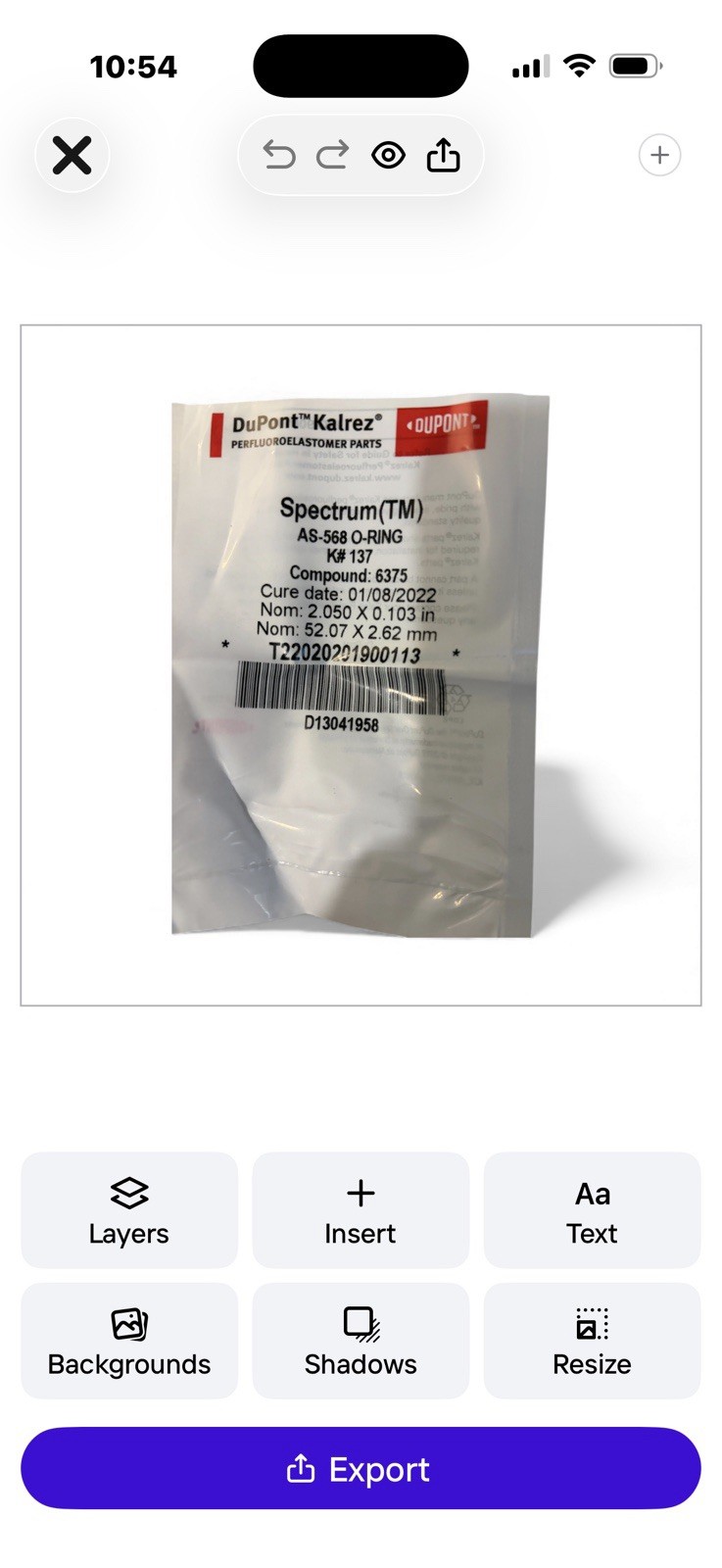 DuPont Kalrez Spectrum AS568 O-Ring K#137 Compound:6375 NWT
