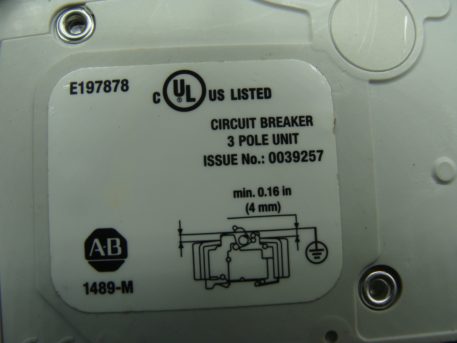 ALLEN BRADLEY CIRCUIT BREAKER 1489-M3C100 C 10A 3P 480Y/277V