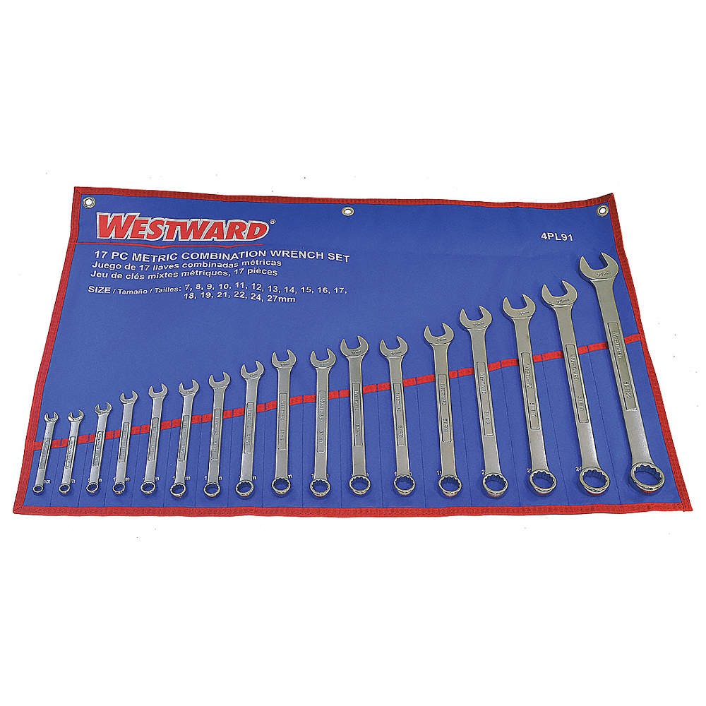WESTWARD 4PL91 Combo Wrench St,CV Steel,Satin,Offset 4PL91